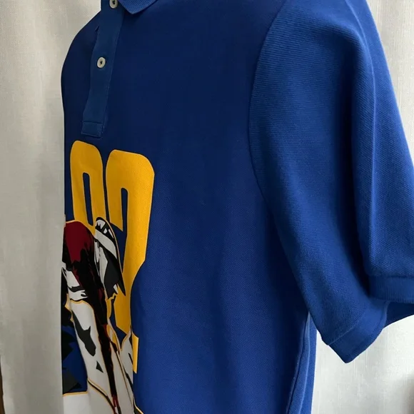 New Men's Polo Ralph Lauren Blue Graphic Polo Shirt